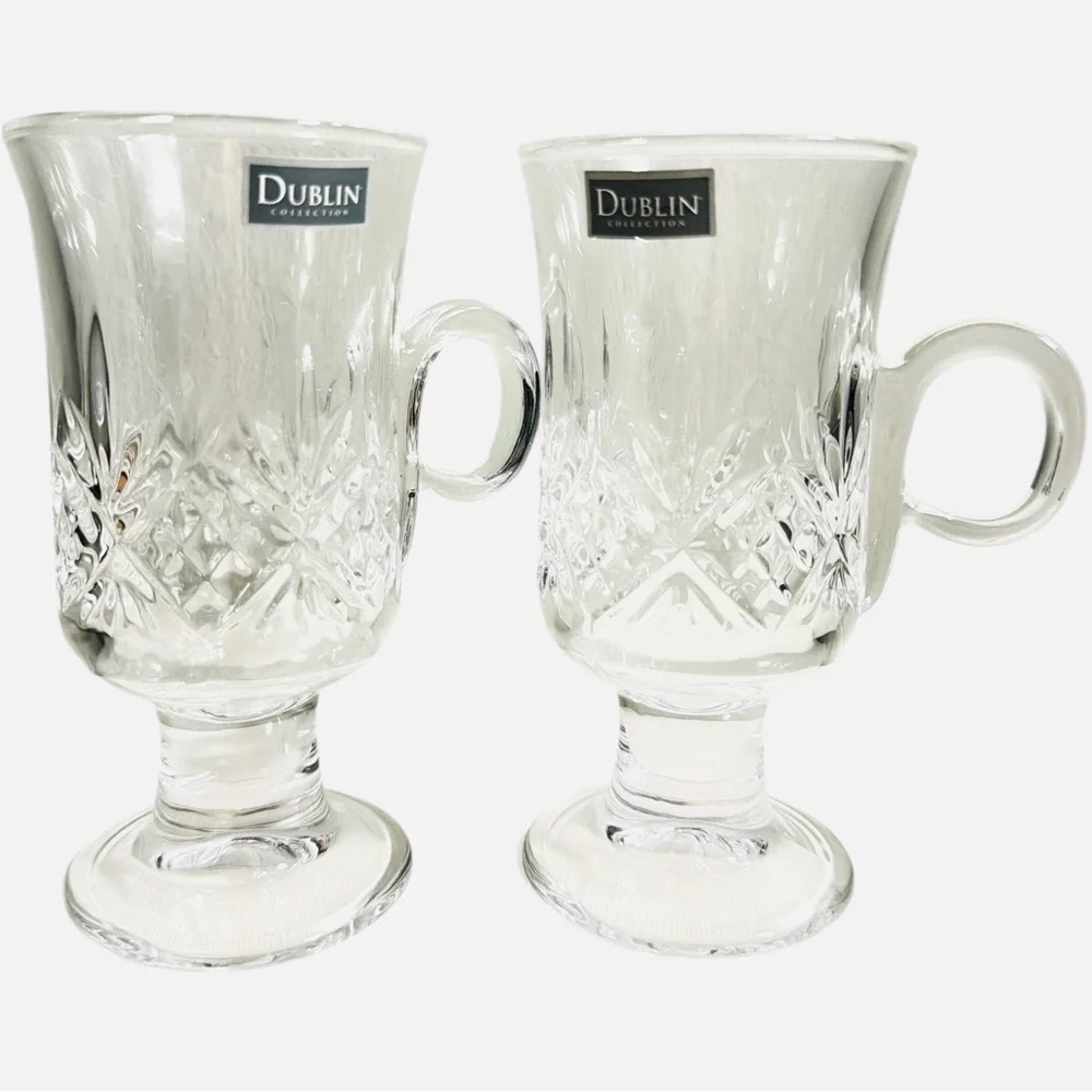 Shannon by Godinger Dublin Collection Set of 2 Crystal Irish Coffee Glasses